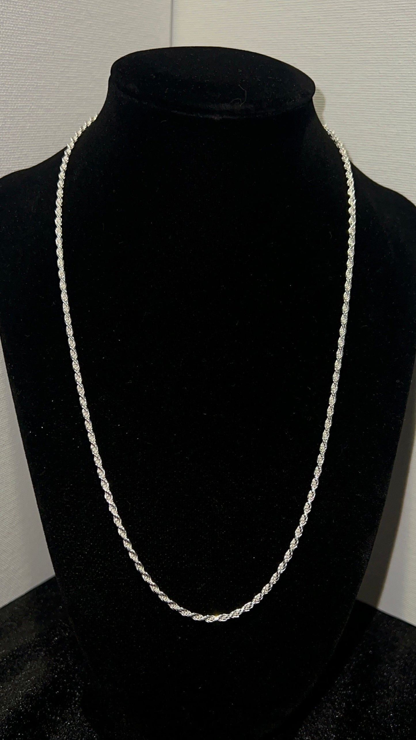 Diamond cut Silver Rope chain - 2.5mm - 20in