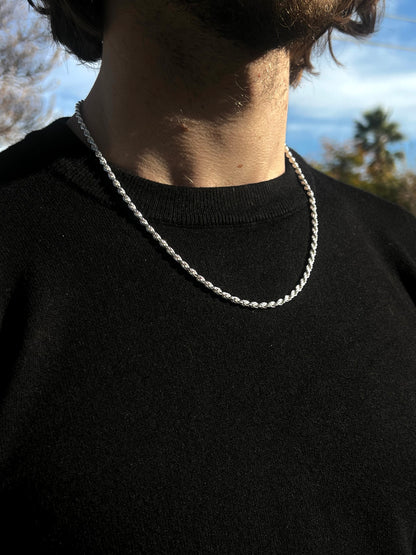 Silver Diamond cut Rope chain - 3.4mm - 20 in