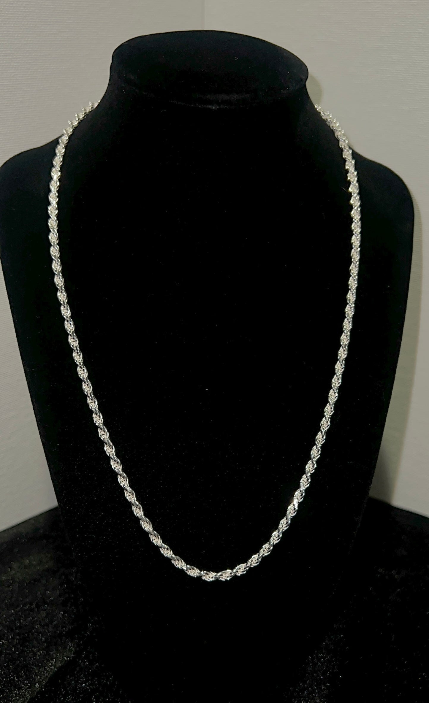 Silver Diamond cut Rope chain - 3.4mm - 20 in