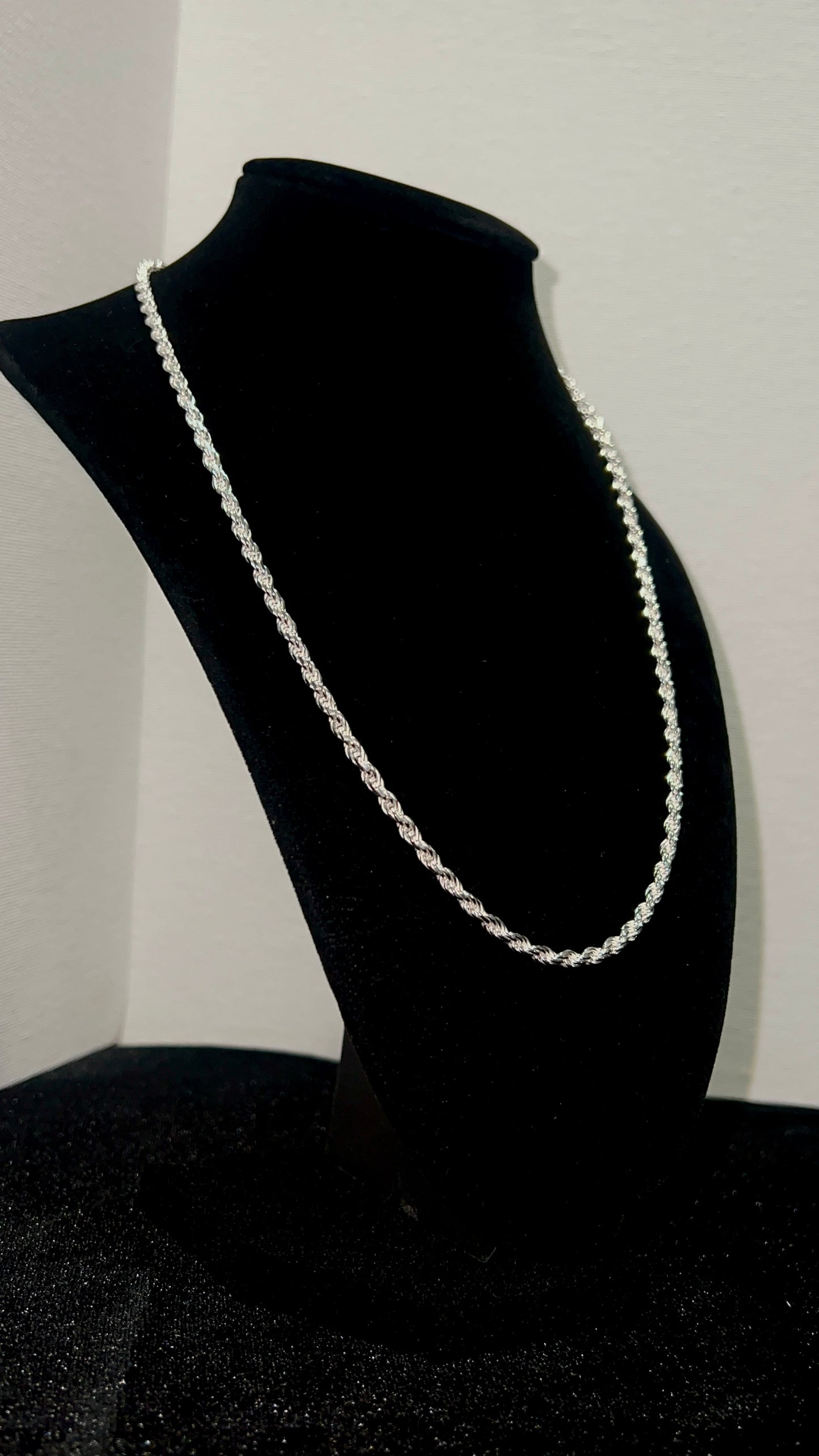 Silver Diamond cut Rope chain - 3.4mm - 20 in