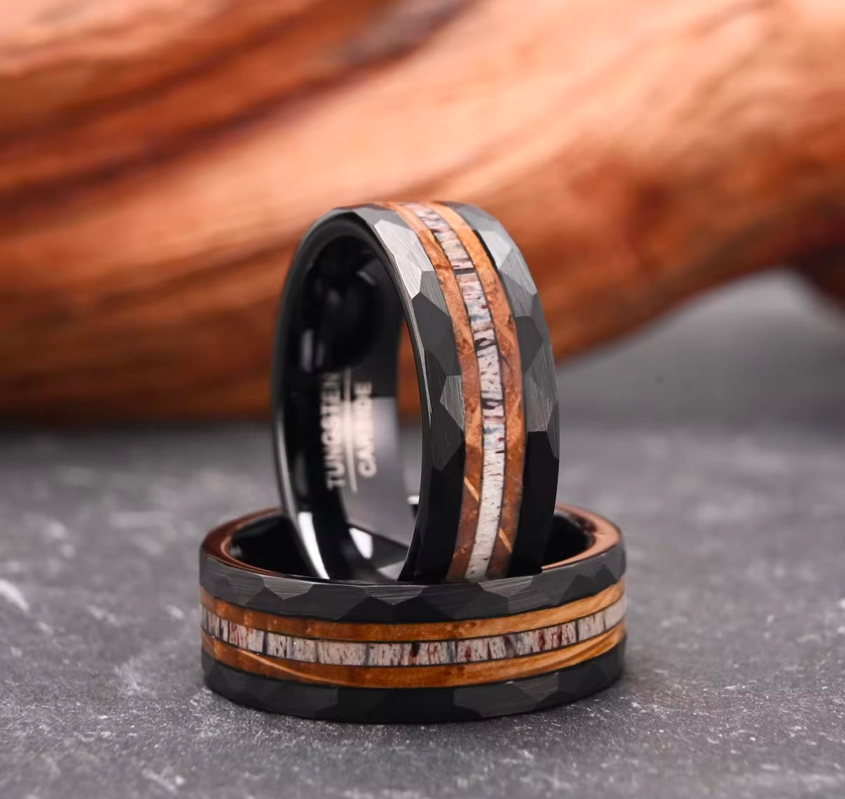 Whiskey Barrel Wood Tungsten Ring