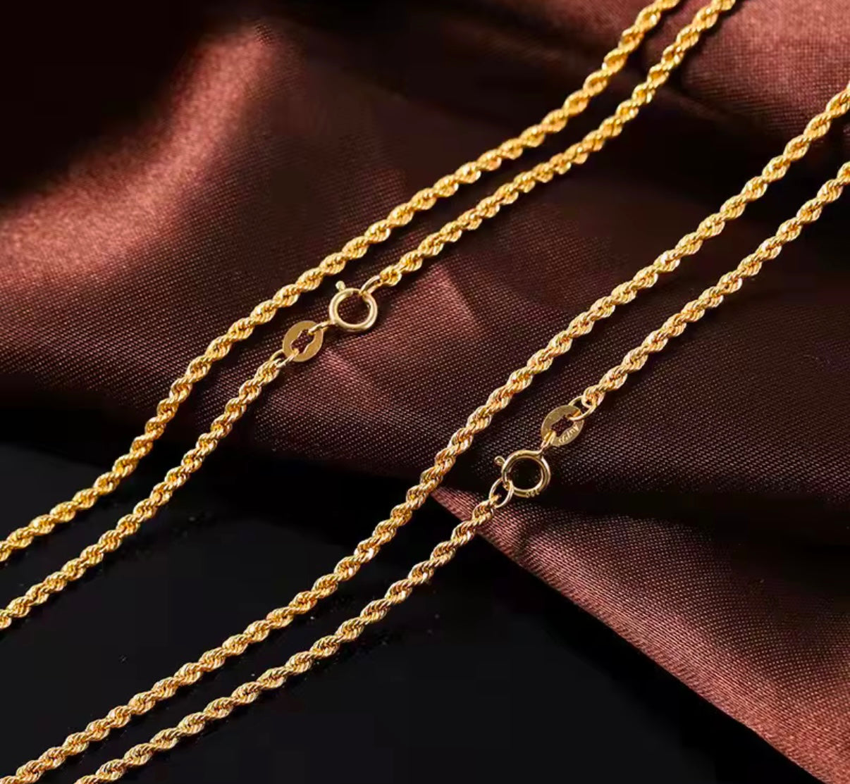 1.8mm Solid 18k Gold Rope chain