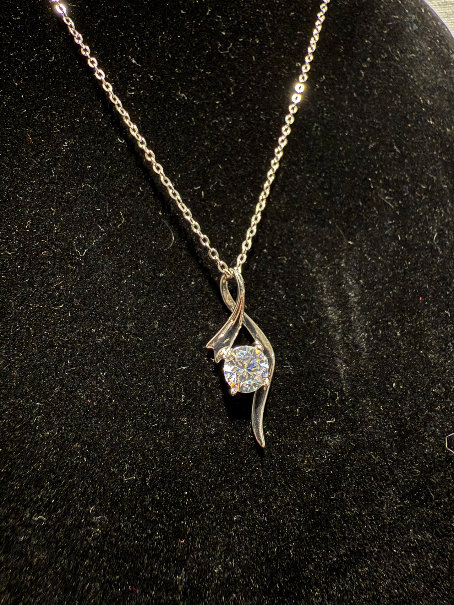 Moissanite Ribbon Pendant with chain