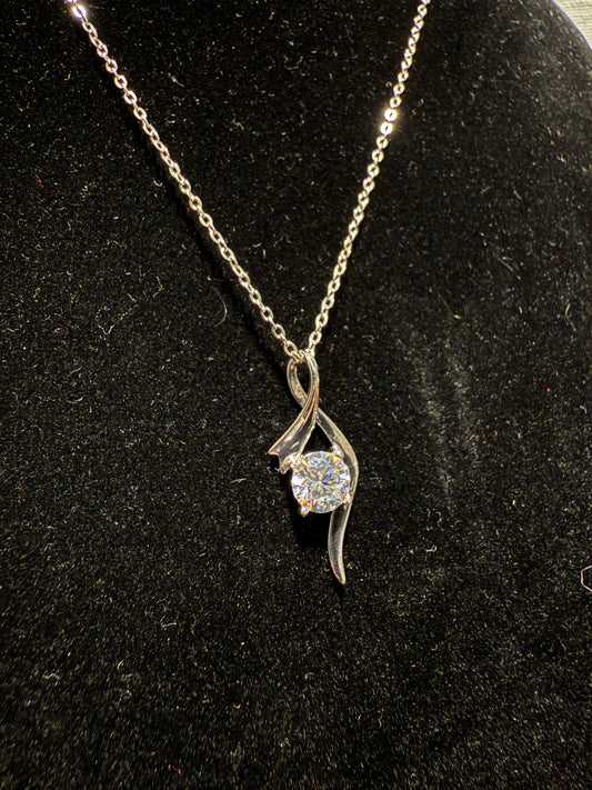 Moissanite Ribbon Pendant with chain