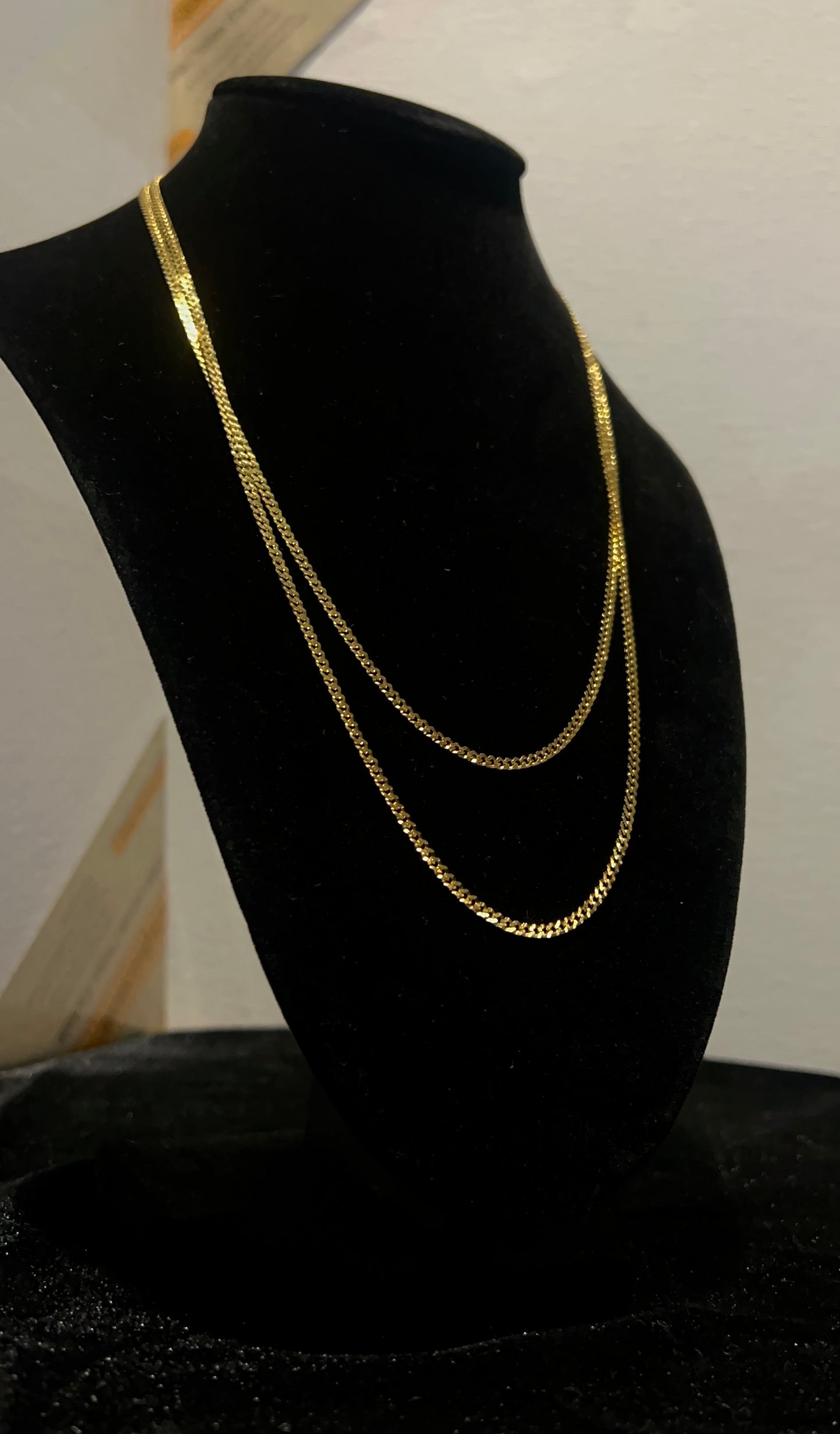 18k gold over silver Diamond cut Curb link chain - 2.1mm - 18 Inch