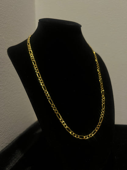 18k gold over Silver Diamond cut Figaro chain - 4.9mm - 20in