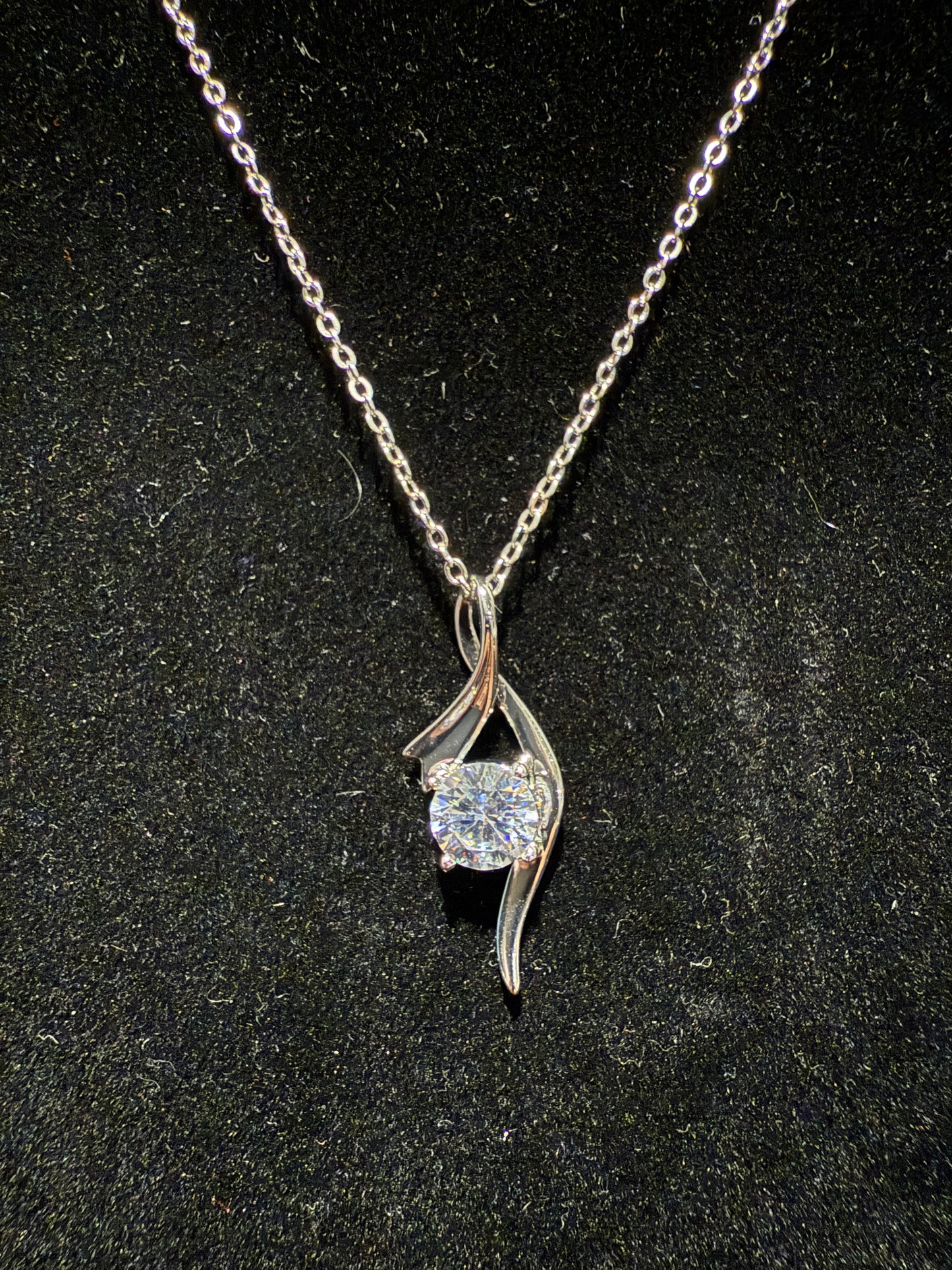 Moissanite Ribbon Pendant with chain