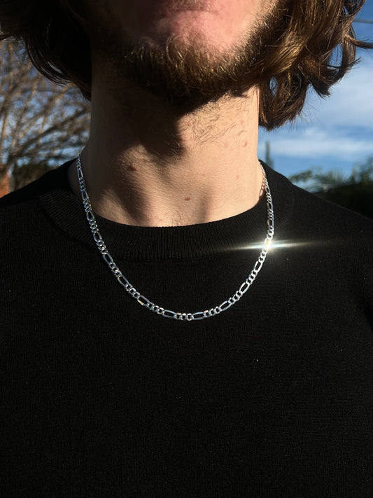 Silver Diamond cut Figaro chain - 4.9mm - 20 in